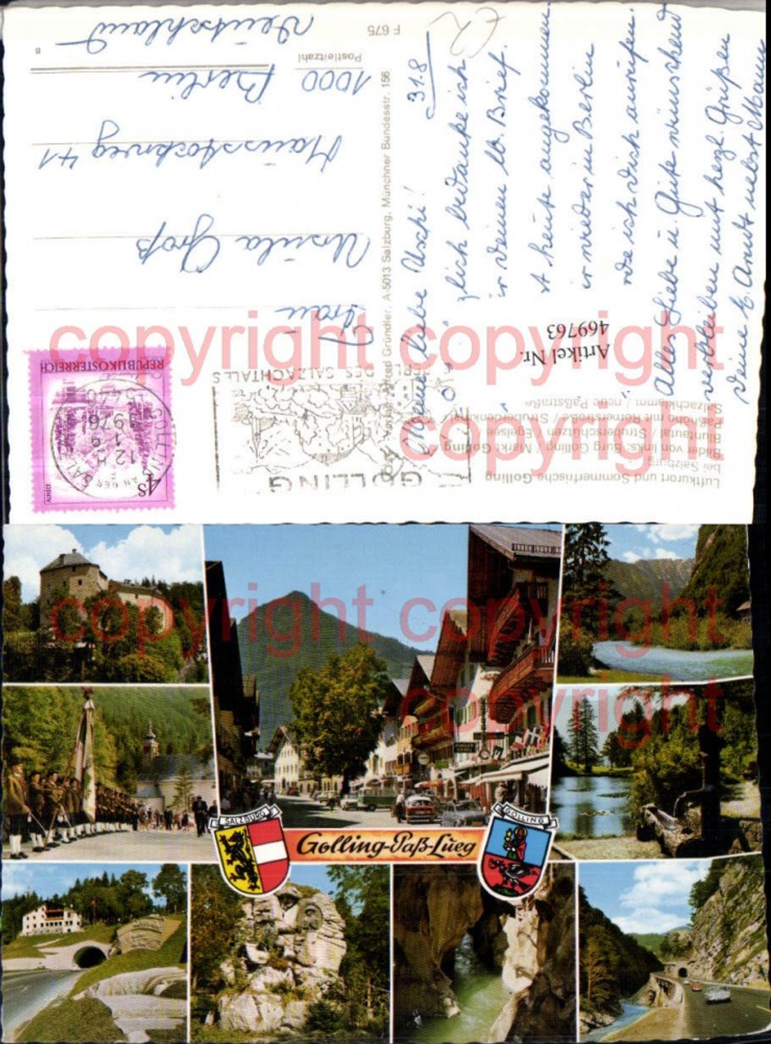469763,Golling Struberschützen Burg See Pass Mehrbildkarte