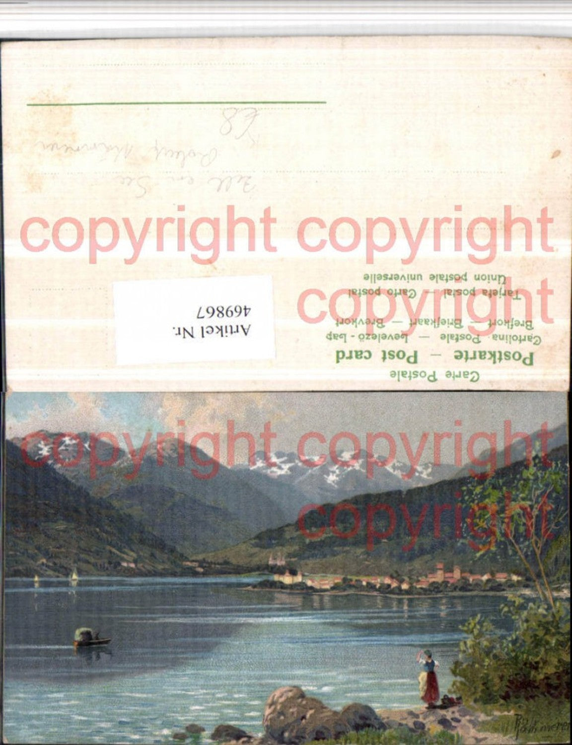 469867,Künstler AK Robert Kämmerer Zell am See Totale Bergkulisse