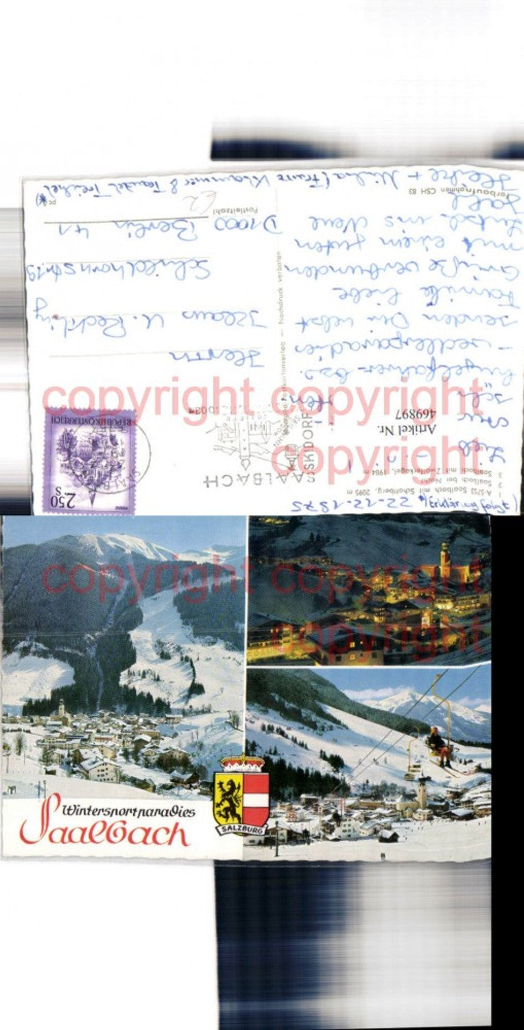 469897,Saalbach Totale Sessellift Winterbilder Mehrbildkarte