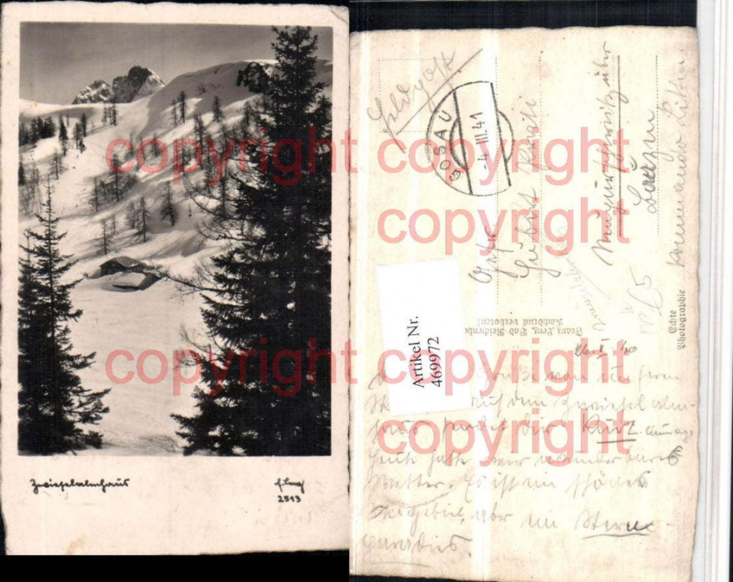 469972,Zwieselalmhaus Berghütte b. Gosau Winterbild Feldpost