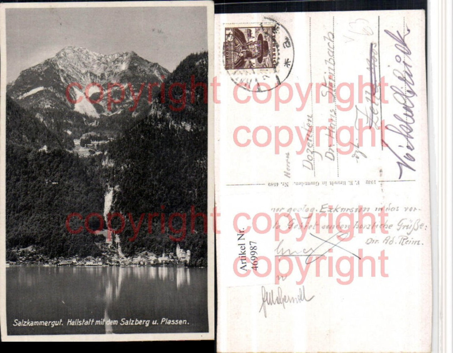 469987,Hallstatt Totale m. Salzberg u. Plassen Bergkulisse pub F. E. Brandt 4589