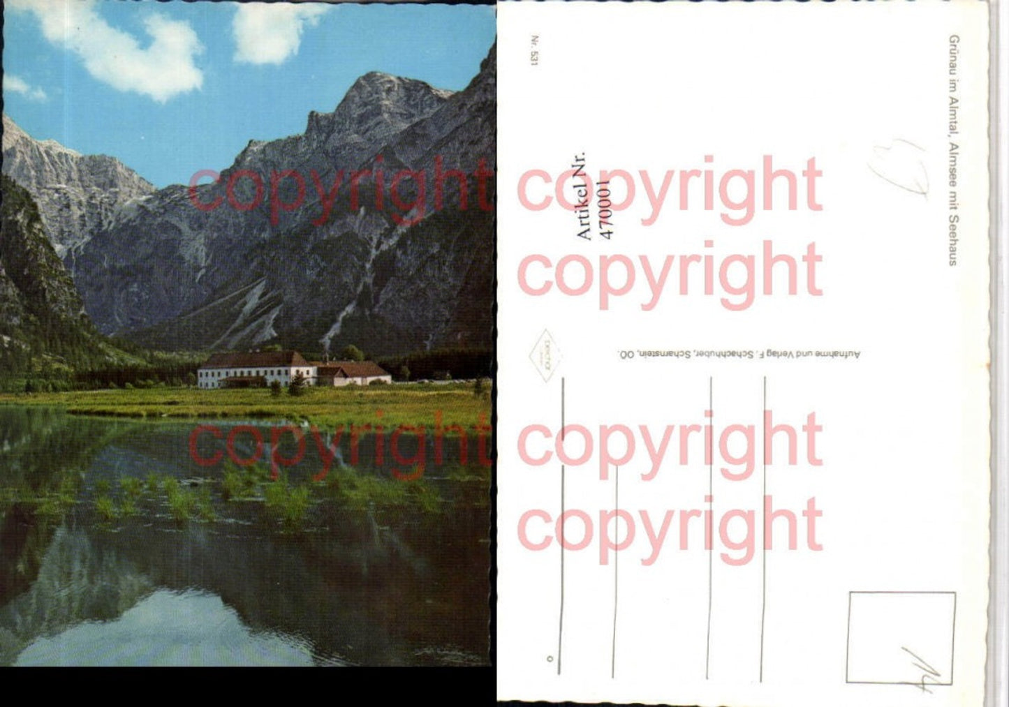 470001,Grünau im Almtal Almsee See m. Seehaus Bergkulisse