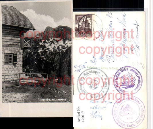 470017,Hochkogl b. Ebensee Berghütte Bergkulisse Bahnpost Zug 236 Wels – Grünau