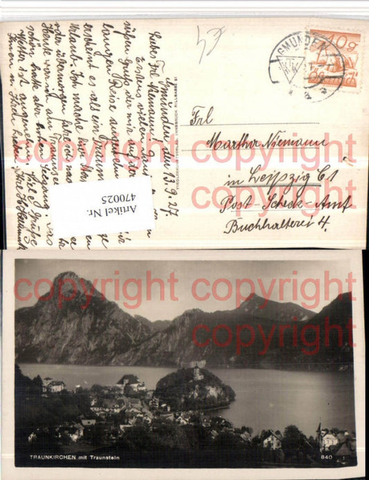 470025,Traunkirchen Totale m. Traunstein Bergkulisse