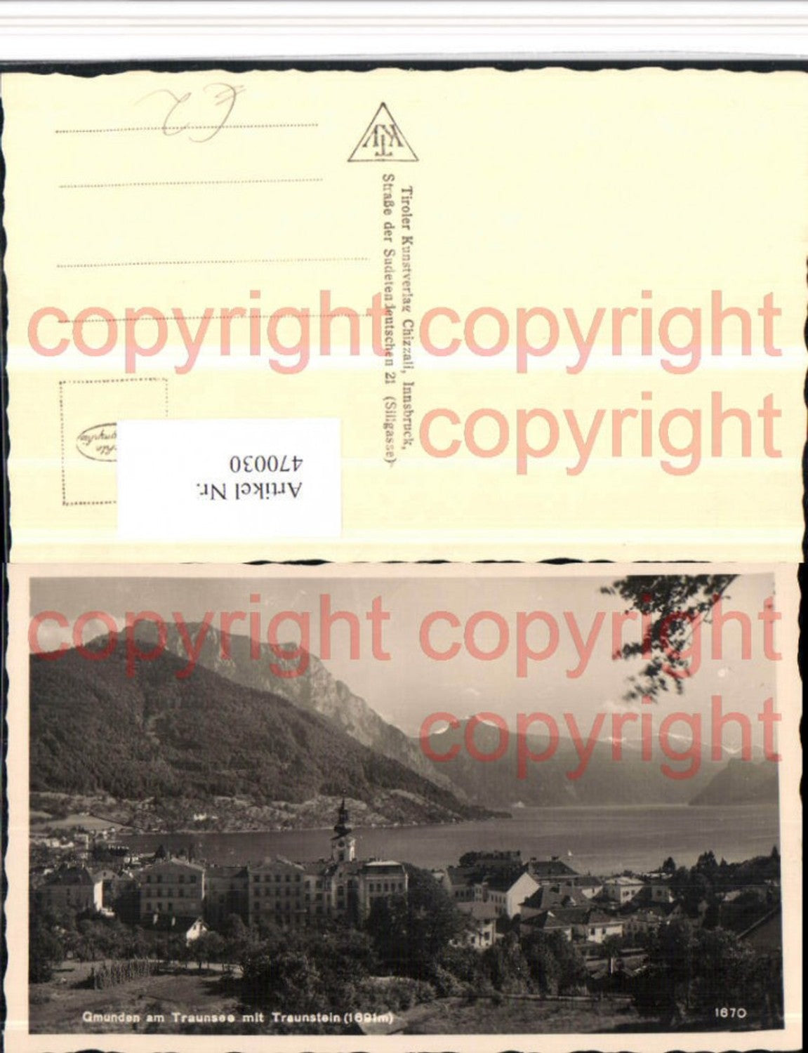 470030,Gmunden am Traunsee Teilansicht m. Traunstein Bergkulisse