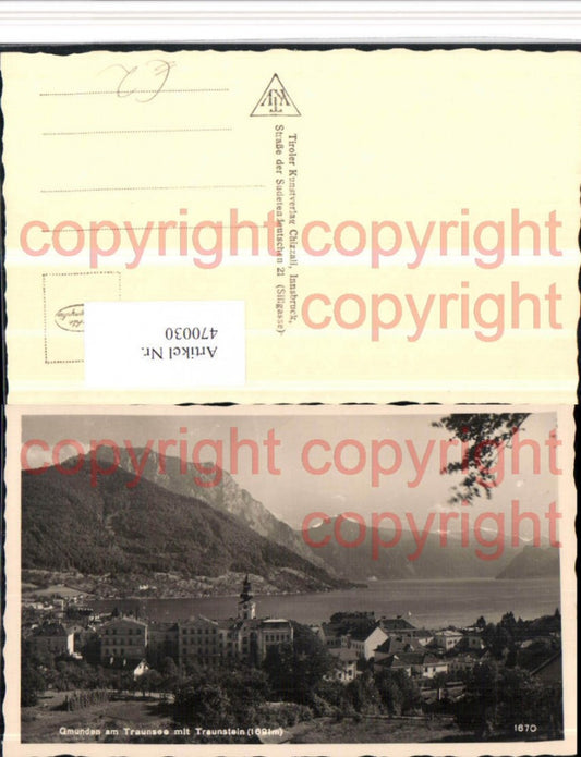 470030,Gmunden am Traunsee Teilansicht m. Traunstein Bergkulisse