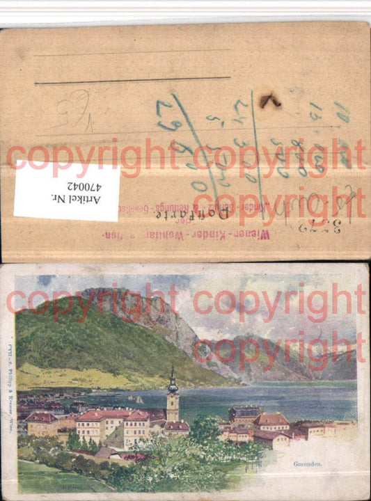 470042,Künstler AK F. Kopallik Gmunden Teilansicht pub Philipp & Kramer