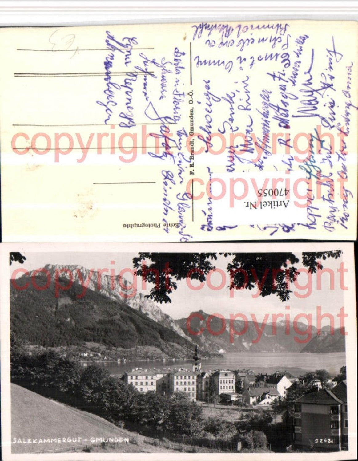 470055,Gmunden Teilansicht See Bergkulisse pub F. E. Brandt 9242