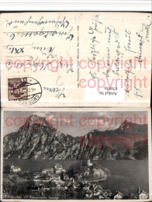 470056,Traunkirchen Totale m. Traunstein Bergkulisse