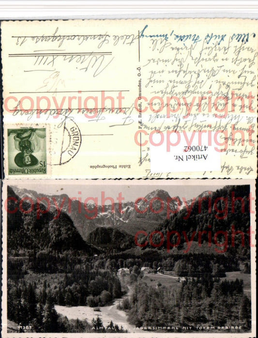 470062,Almtal b. Grünau Jagersimmerl m. Totem Gebirge pub F. E. Brandt 1183