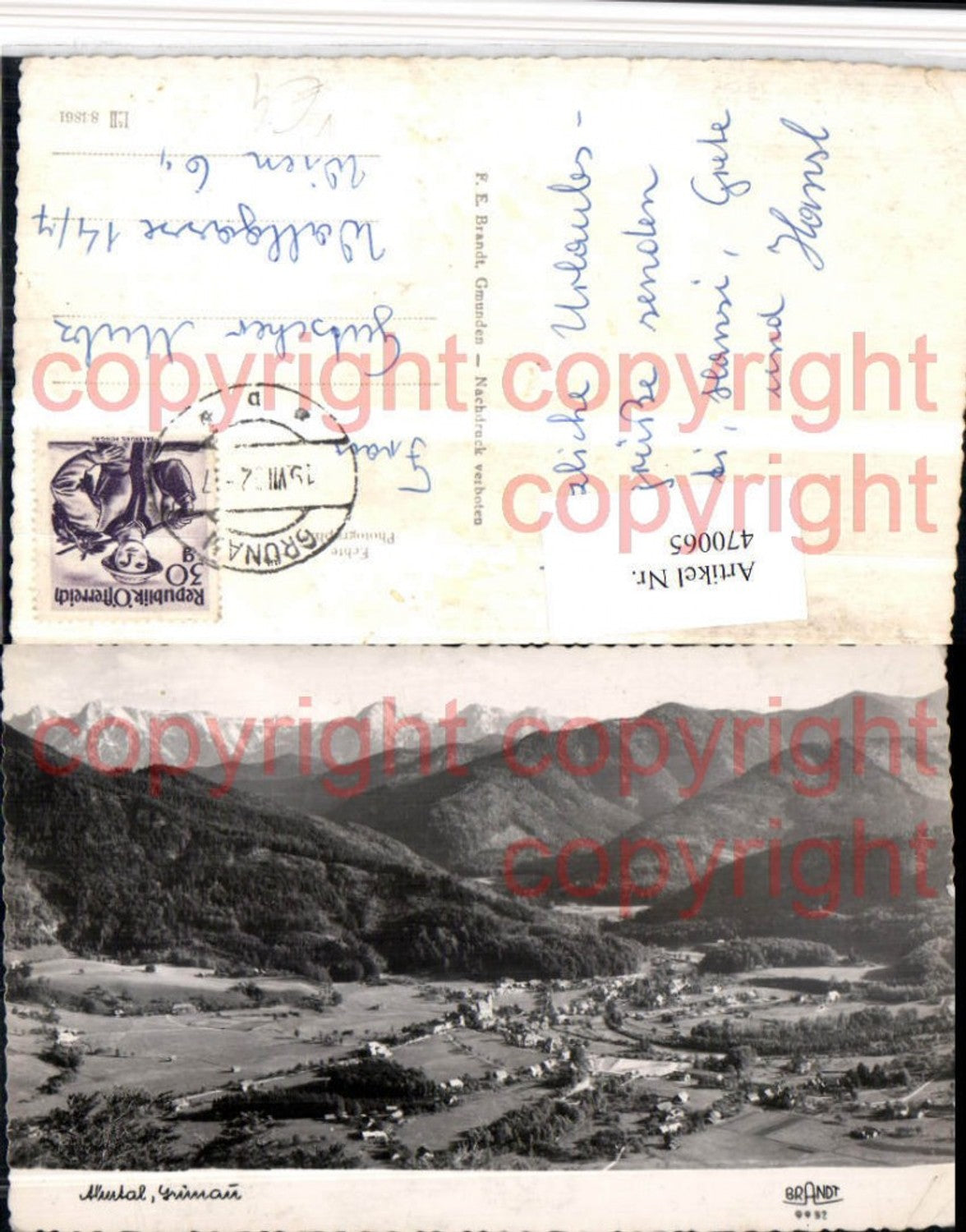 470065,Grünau im Almtal Totale Bergkulisse pub Brandt 9952