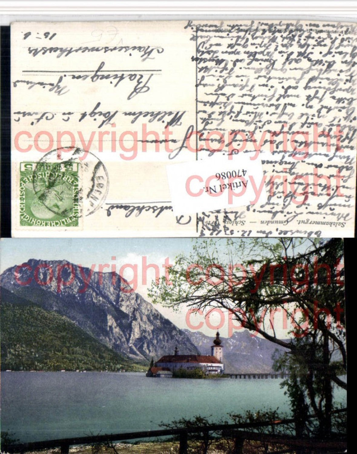 470086,Gmunden Schloss Orth Ort Bergkulisse pub F.E. Brandt 969