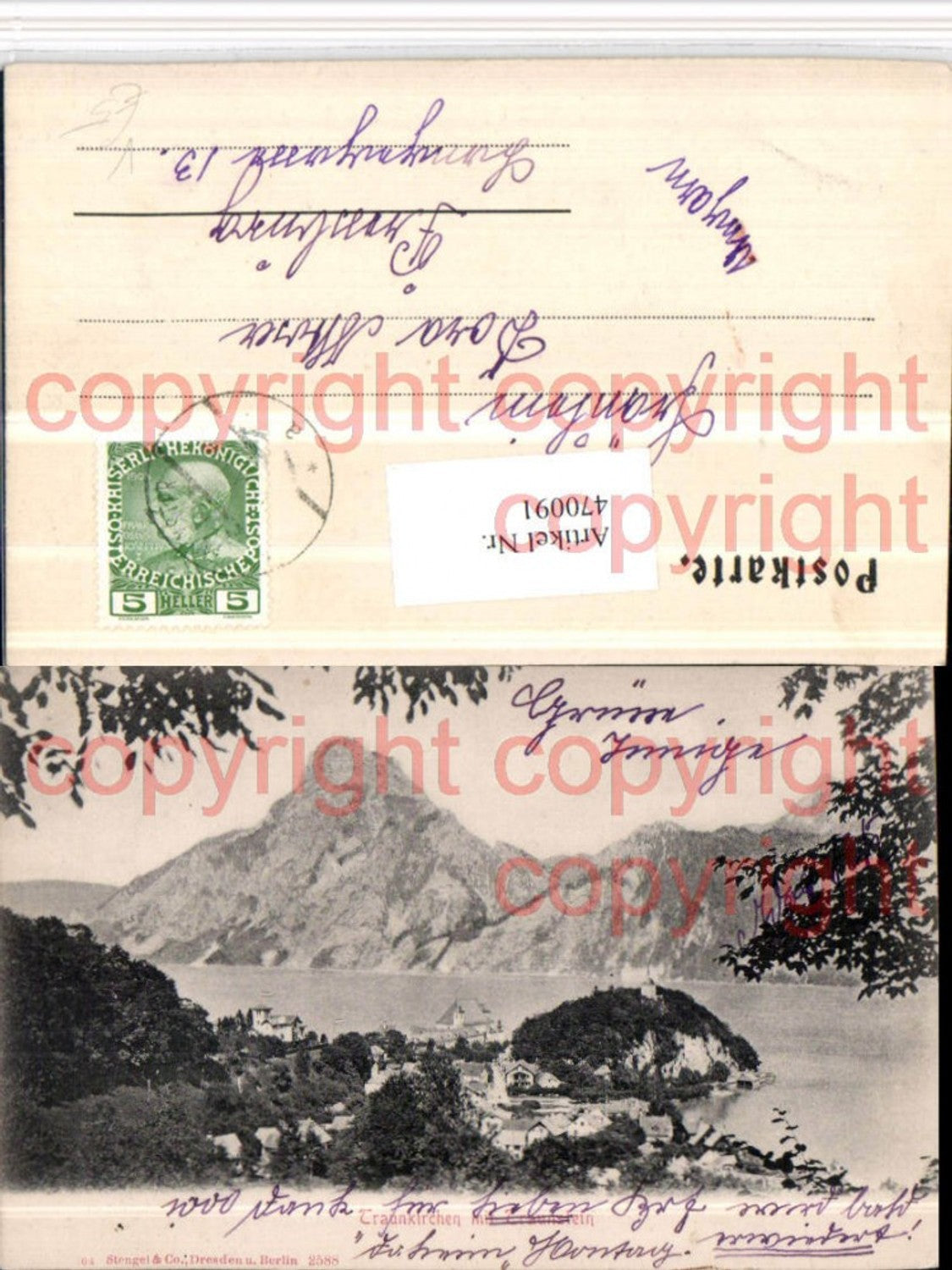 470091,Traunkirchen Totale m. Traunstein pub Stengel & Co 2588