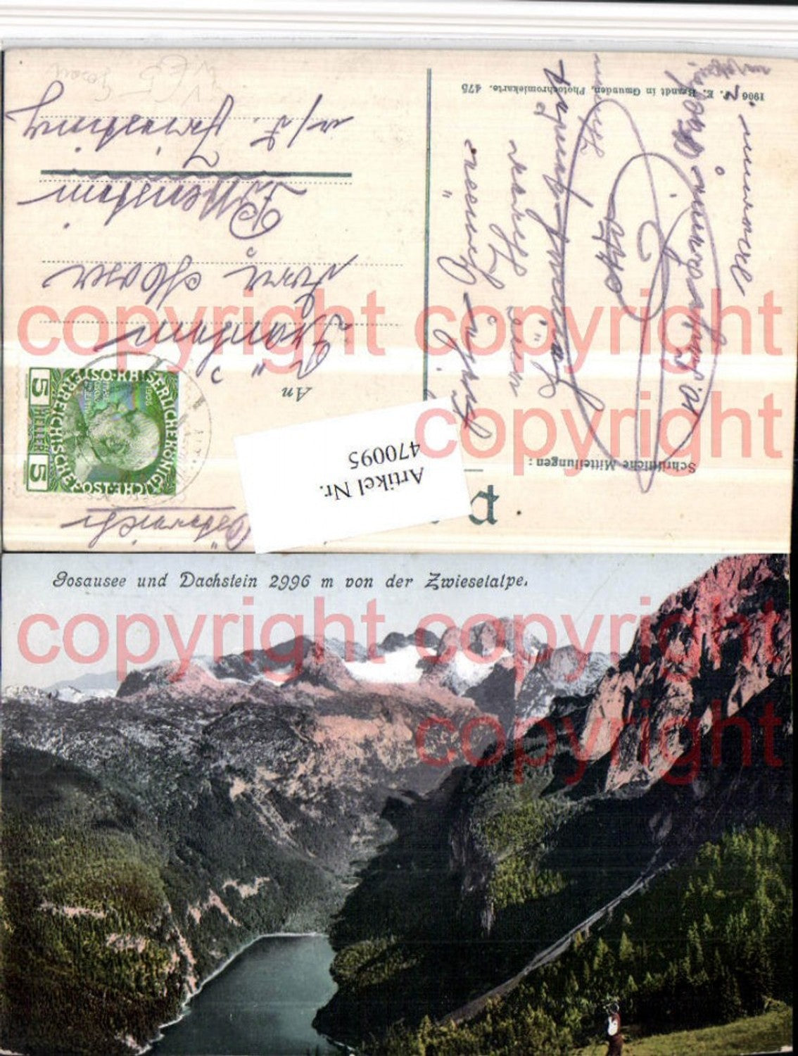 470095,Gosausee See b. Gosau m. Dachstein Bergkulisse pub F.E. Brandt 475