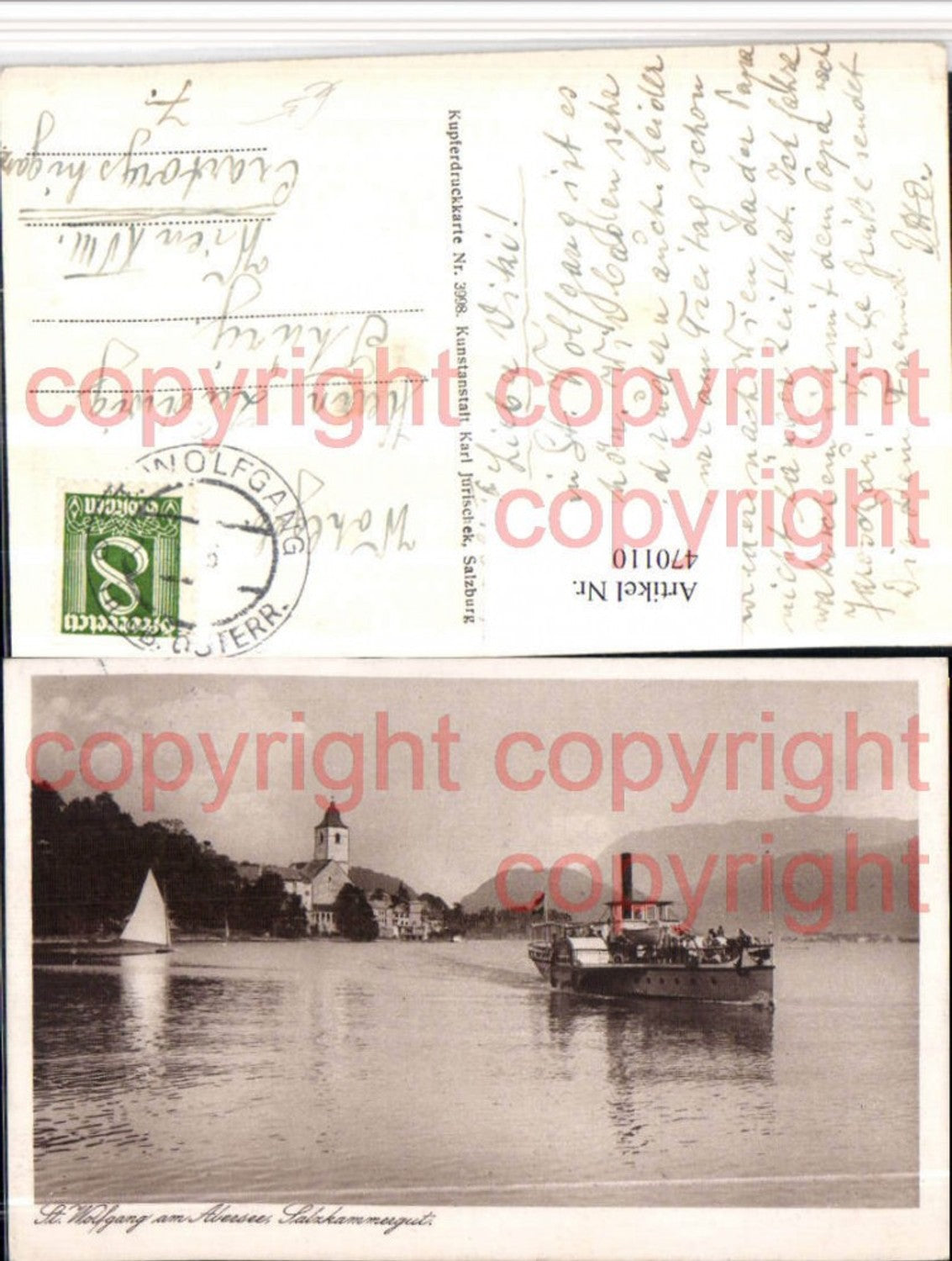 470110,St. Wolfgang am Abersee Wolfangsee Kirche Dampfer