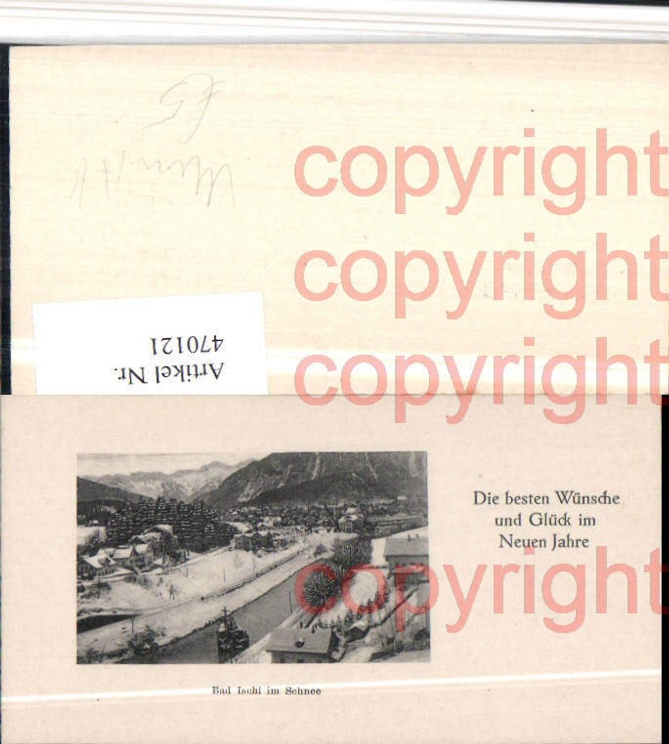 470121,Mini AK Bad Ischl im Schnee Teilansicht Kreuz