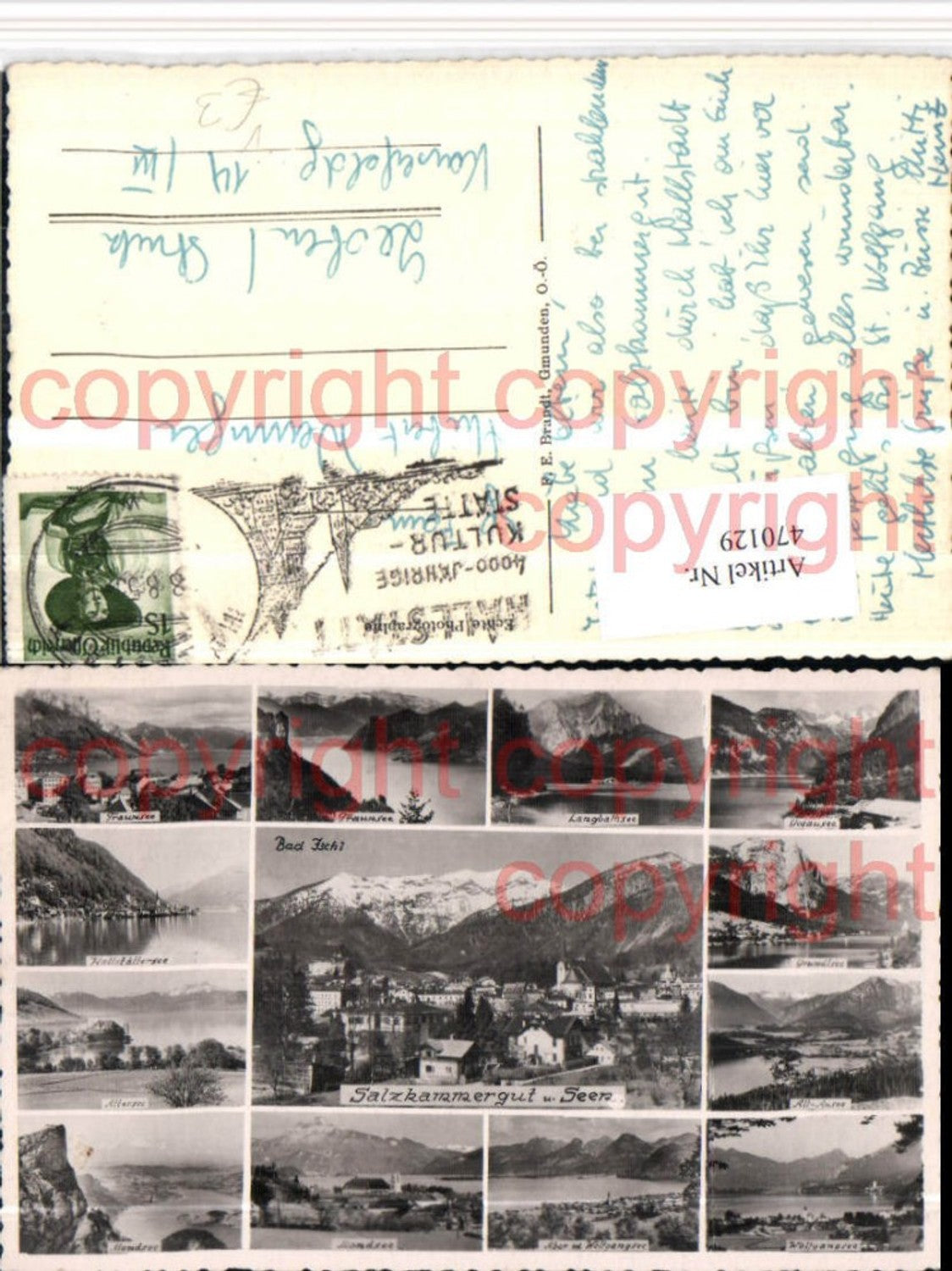 470129,Bad Ischl Gmunden St. Wolfgang Totale Seen Mehrbildkarte pub Brandt