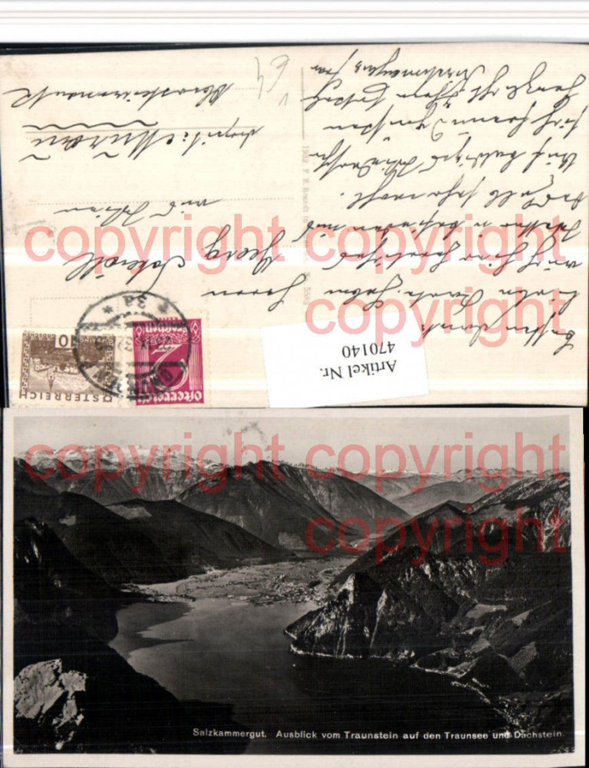 470140,Blick v. Traunstein auf Traunsee b. Gmunden Bergkulisse pub Brandt 5583