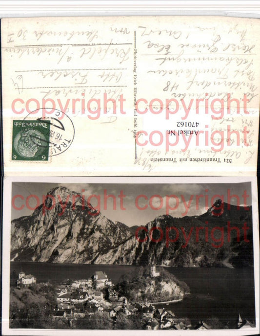 470162,Traunkirchen Totale m. Traunstein Bergkulisse