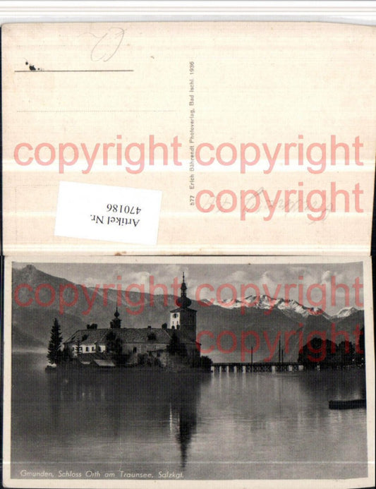 470186,Gmunden Schloss Ort Orth am Traunsee Bergkulisse