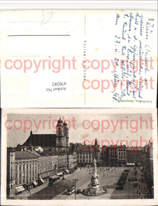 470282,Linz an d. Donau Hauptplatz Pestsäule Kirche
