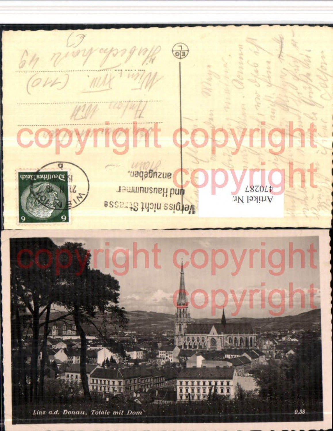 470287,Linz an d. Donau Teilansicht m. Dom Kirche