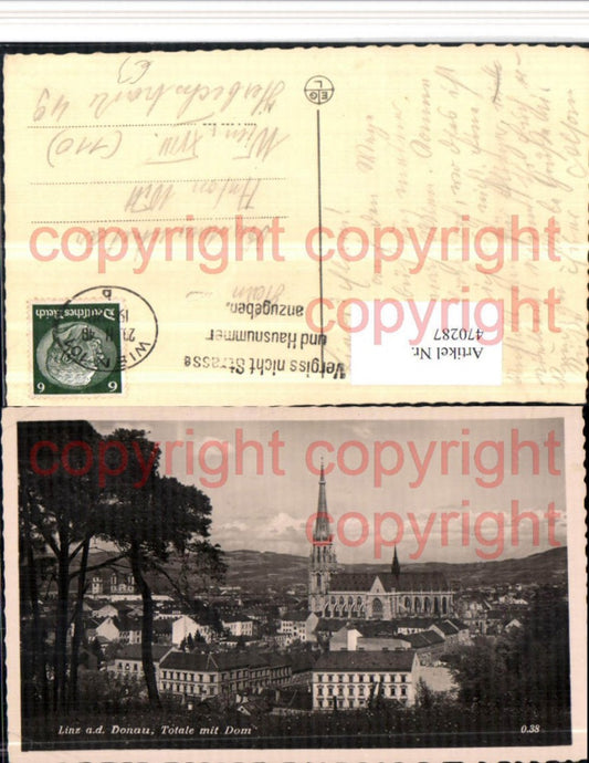 470287,Linz an d. Donau Teilansicht m. Dom Kirche