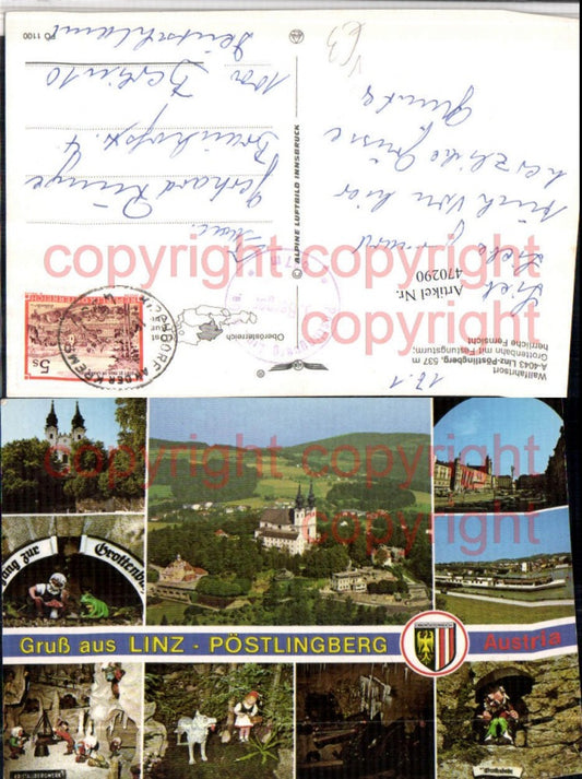 470290,Linz an d. Donau Pöstlingberg Kirche Grottenbahn pub Alpine Luftbild 1100
