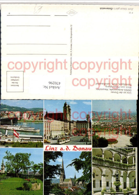470296,Linz an d. Donau Totale Dampfer Hauptplatz Arkaden Dom Mehrbildkarte