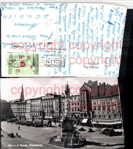 470299,Linz an d. Donau Hauptplatz Pestsäule Geschäfte