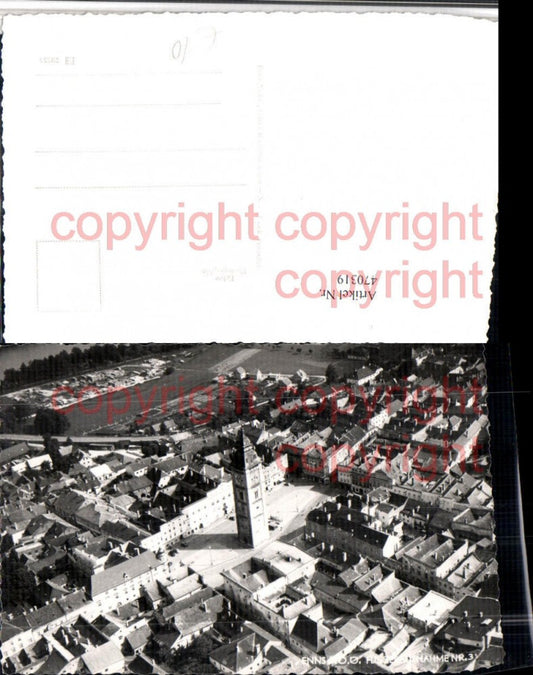 470319,Enns Teilansicht Stadtturm Fliegeraufnahme