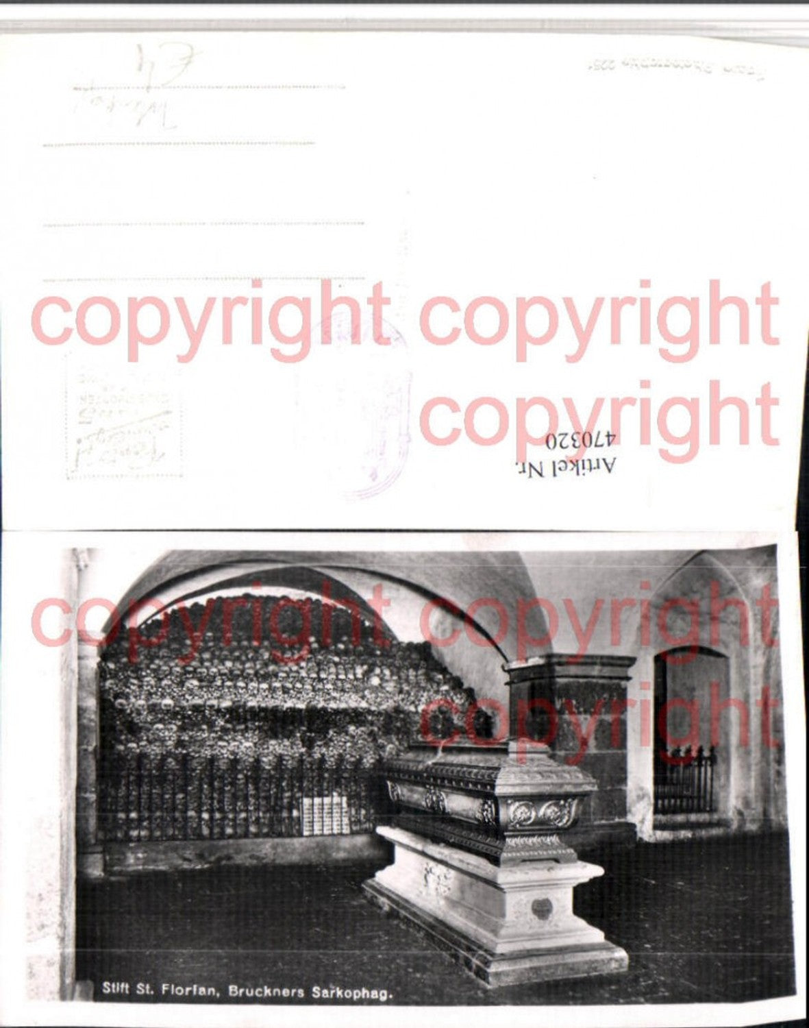 470320,Stift St. Florian Bruckners Sarkophag Totenkopf