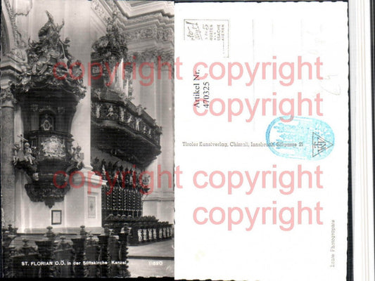 470325,St. Florian Stift Kirche Innenansicht Kanzel Orgel