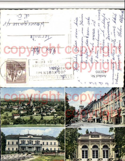 470393,Bad Hall Totale Hauptplatz Kurhaus Trinkhalle Mehrbildkarte