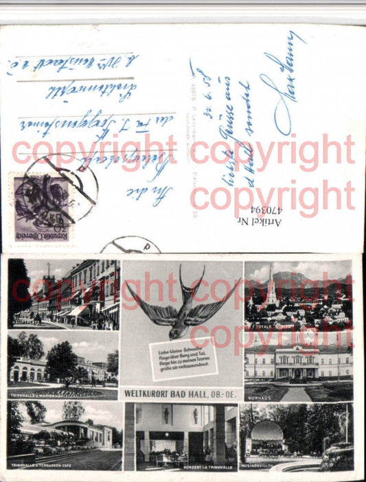 470394,Bad Hall Totale Kurhaus Hauptplatz Schwalbe Mehrbildkarte