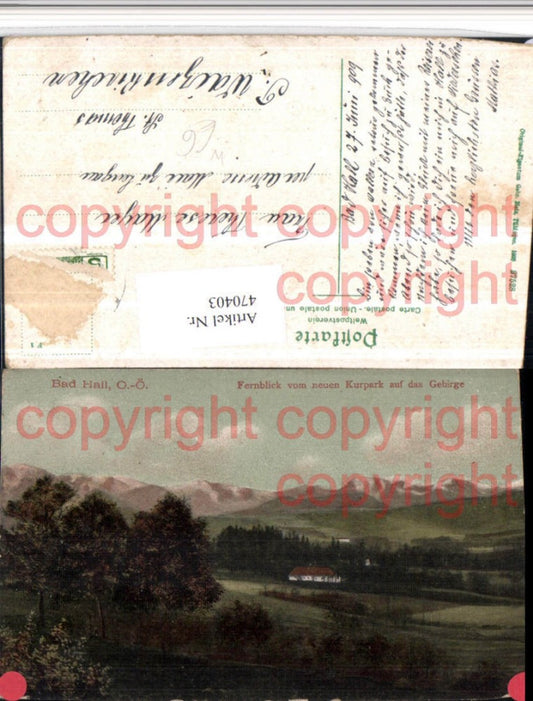 470403,Bad Hall Fernblick vom neuen Kurpark auf das Gebirge