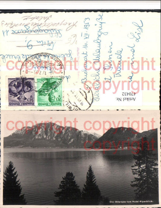 470432,Attersee See vom Hotel Alpenblick Bergkulisse pub Foto Voglmayr