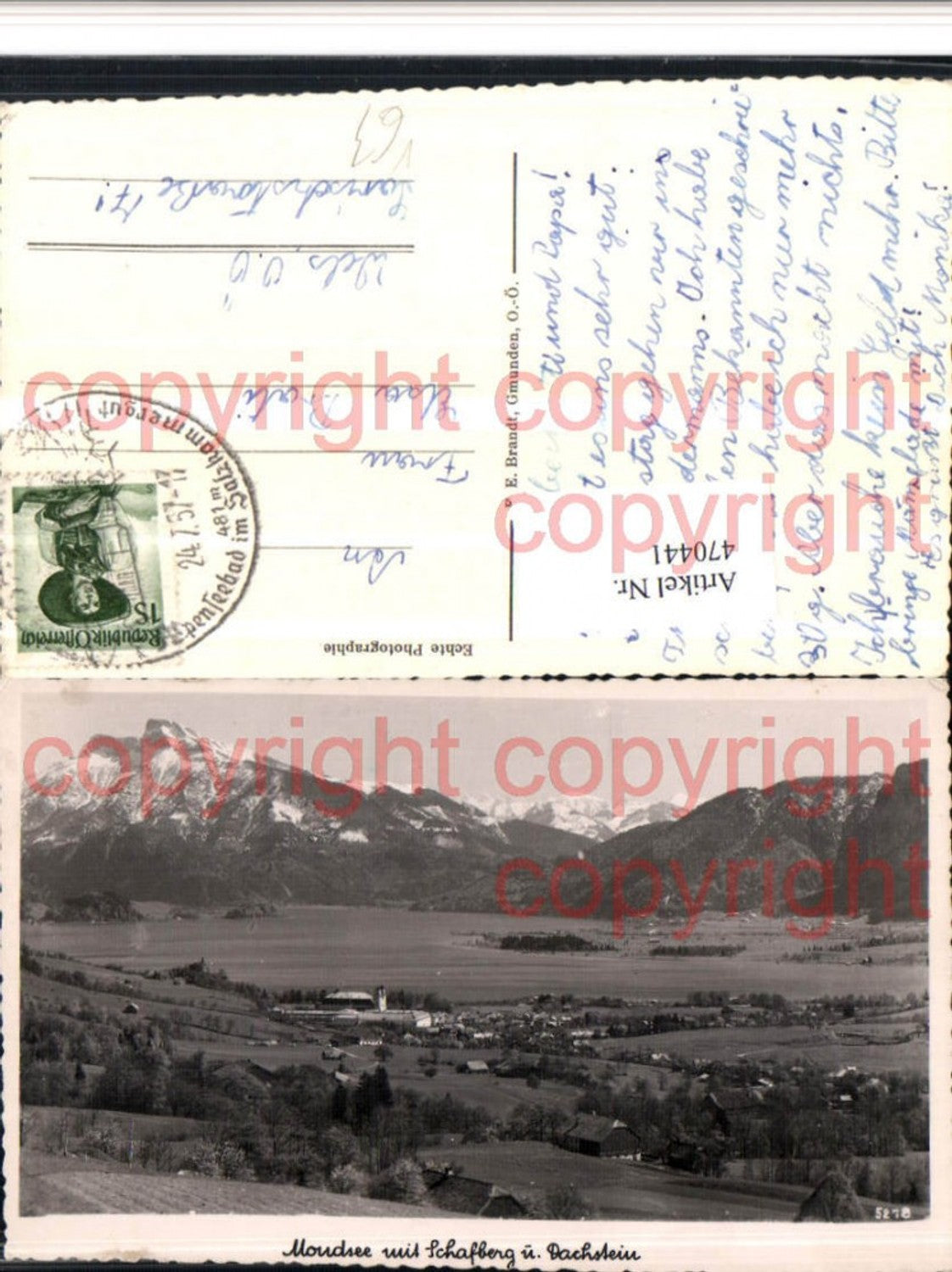 470441, Mondsee Totale m. Schafberg Bergkulisse pub FE Brandt 5218