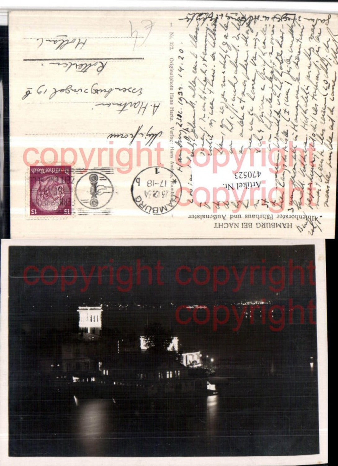 470523,Hamburg b. Nacht Uhlenhorster Fährhaus u. Außenalster