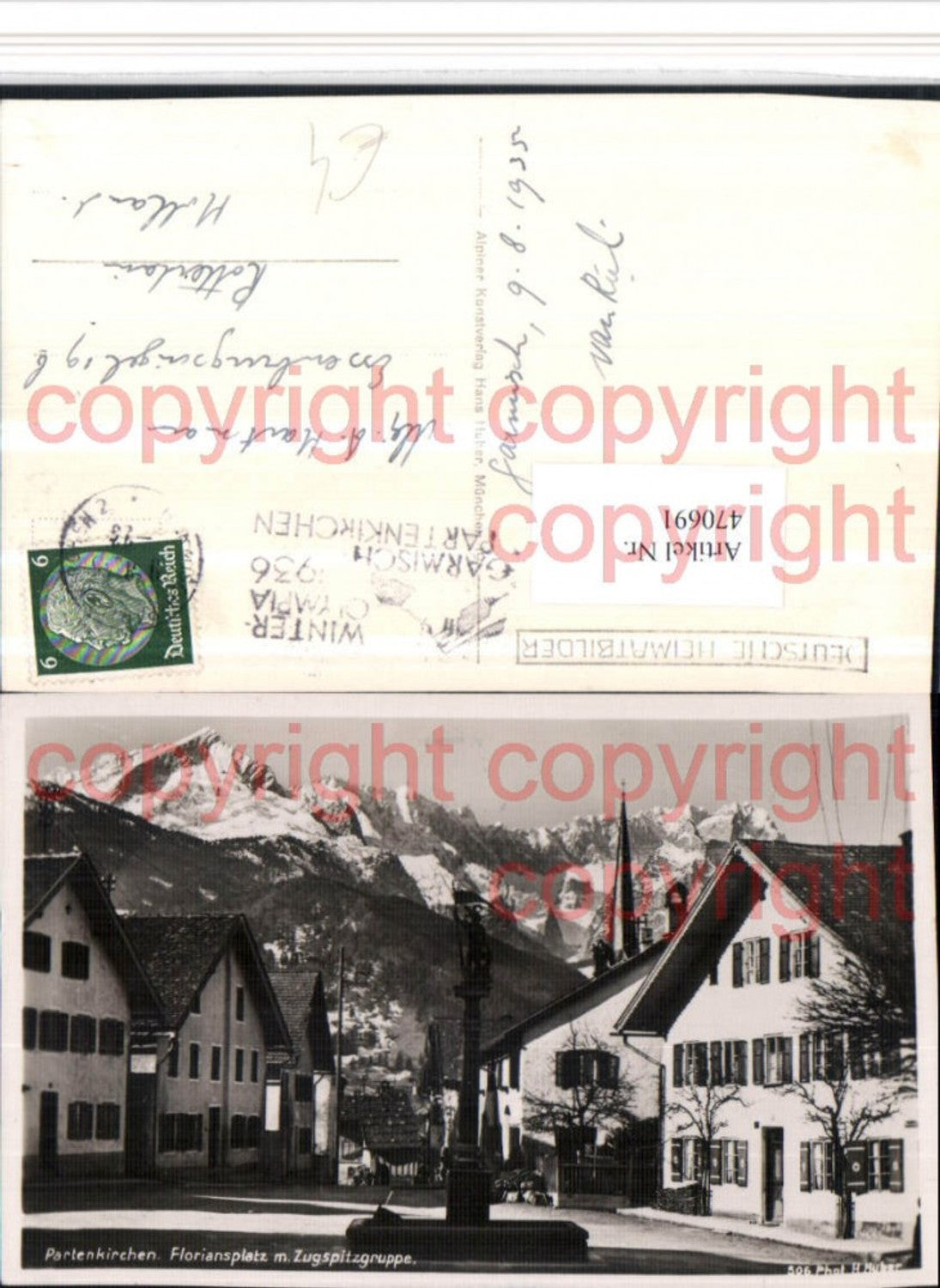 470691,Partenkirchen Floriansplatz m. Zugspitze Bergkulisse