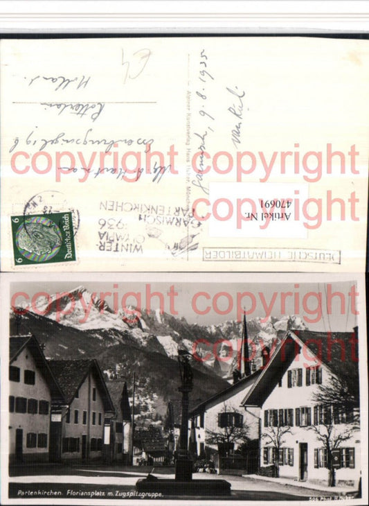 470691,Partenkirchen Floriansplatz m. Zugspitze Bergkulisse