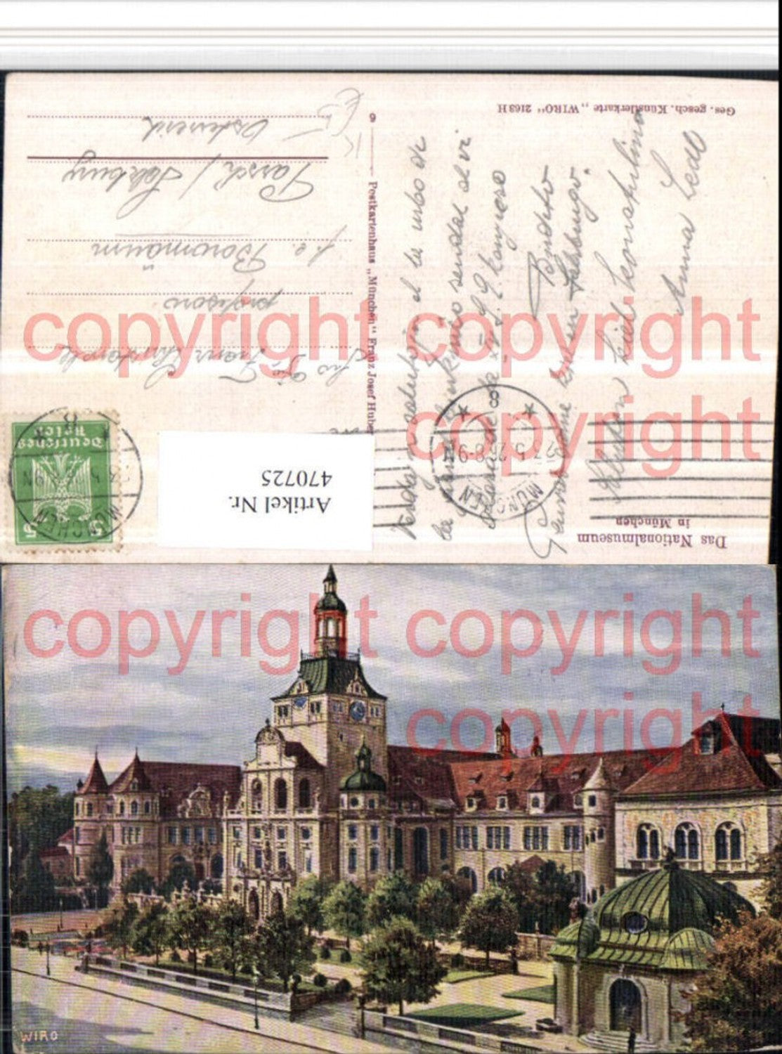 470725,Künstler AK München Nationalmuseum Gebäude pub Wiro 2163