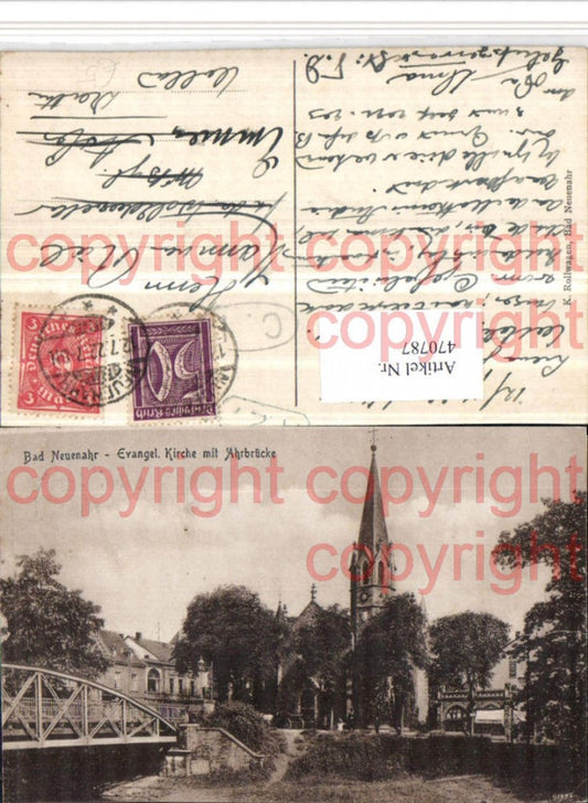 470787,Bad Neuenahr Evangelische Kirche m. Ahrbrücke Brücke