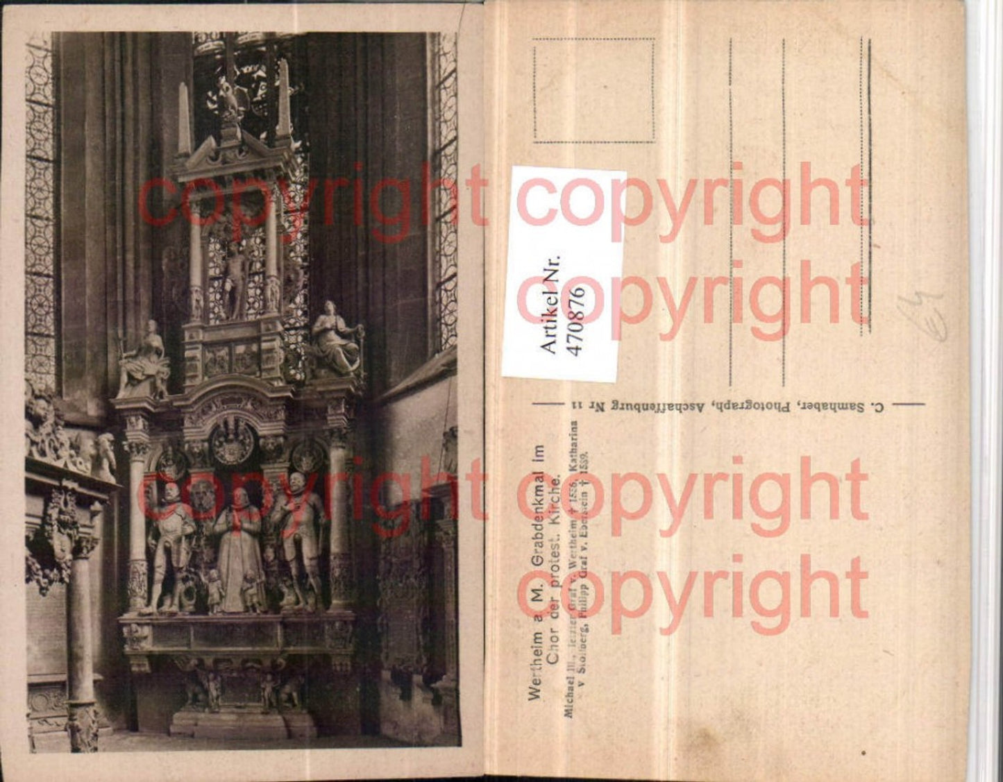 470876, Wertheim am Main Church Tombstone in the choir