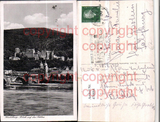 470884, Heidelberg partial view with castle and bridge