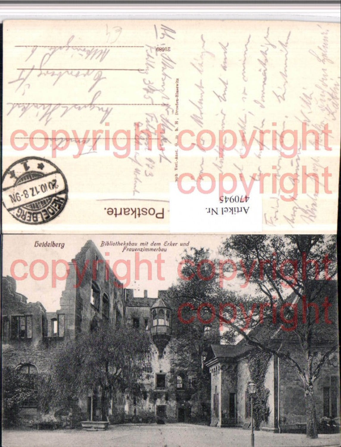 470945,Heidelberg Schloss Bibliotheksbau m. Erker u. Frauenzimmer