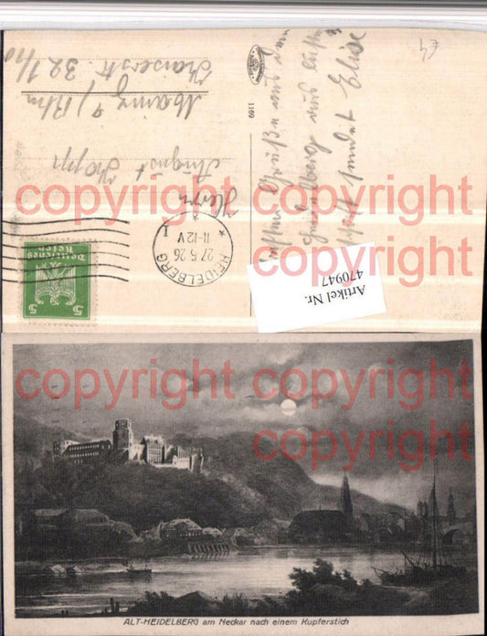 470947, Artist AK Alt-Heidelberg am Neckar Schloss Mondschein