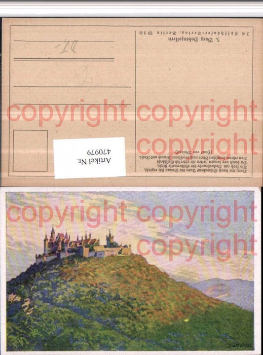470979, Artist AK Jv Kulas Hohenzollern Castle near Bisingen