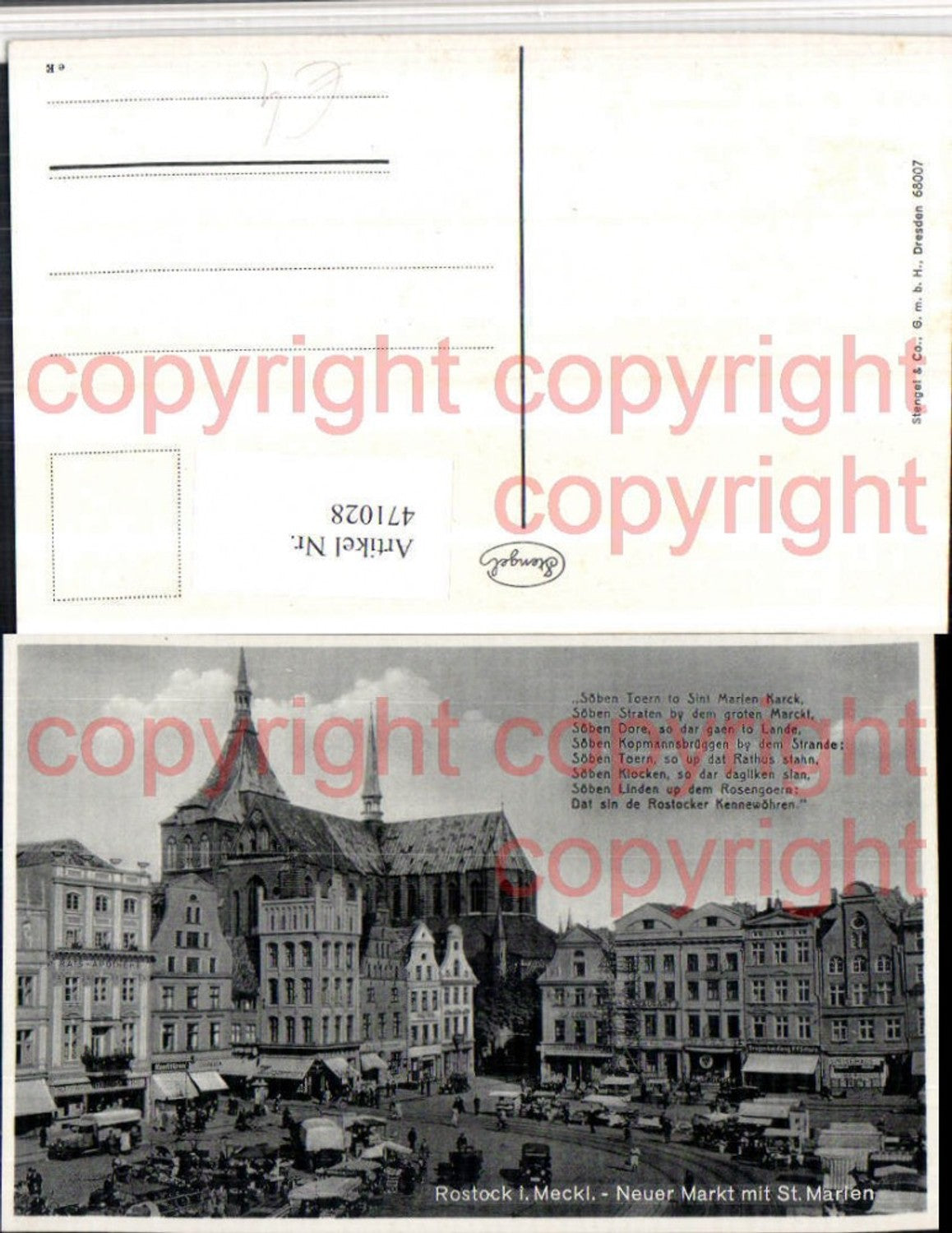 471028,Rostock Neuer Markt m. St. Marien Kirche pub Stengel & Co 68007