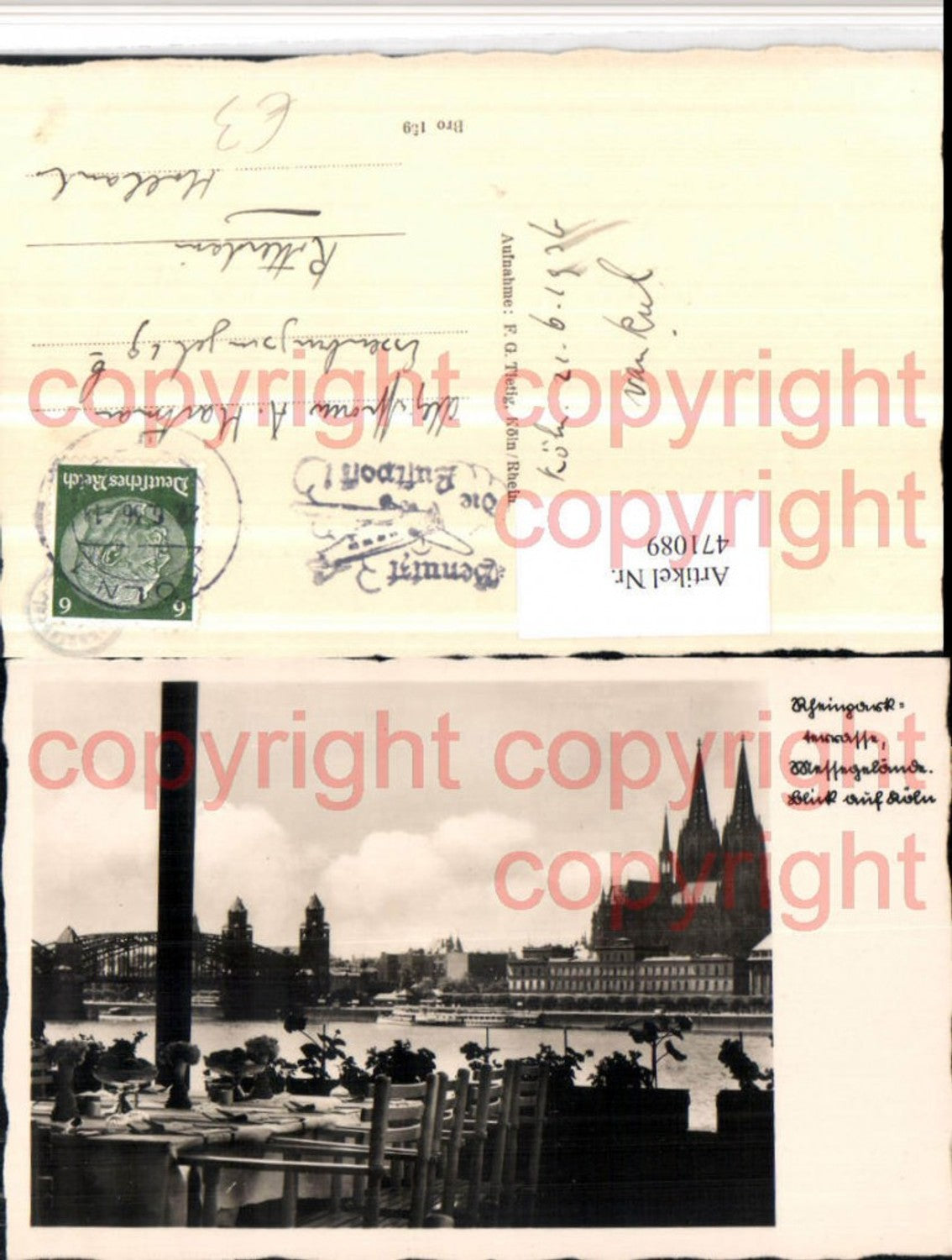 471089,Rheinparkterrasse Messegelände Blick auf Köln Dom Brücke